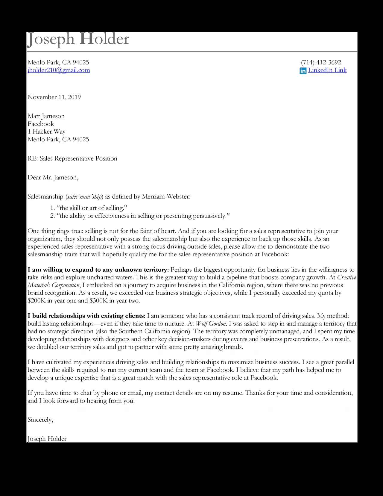 40848 sales cover letter tips