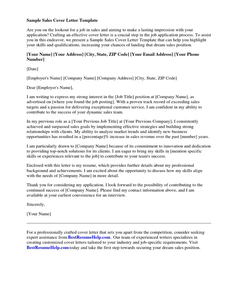40848 sales cover letter writing