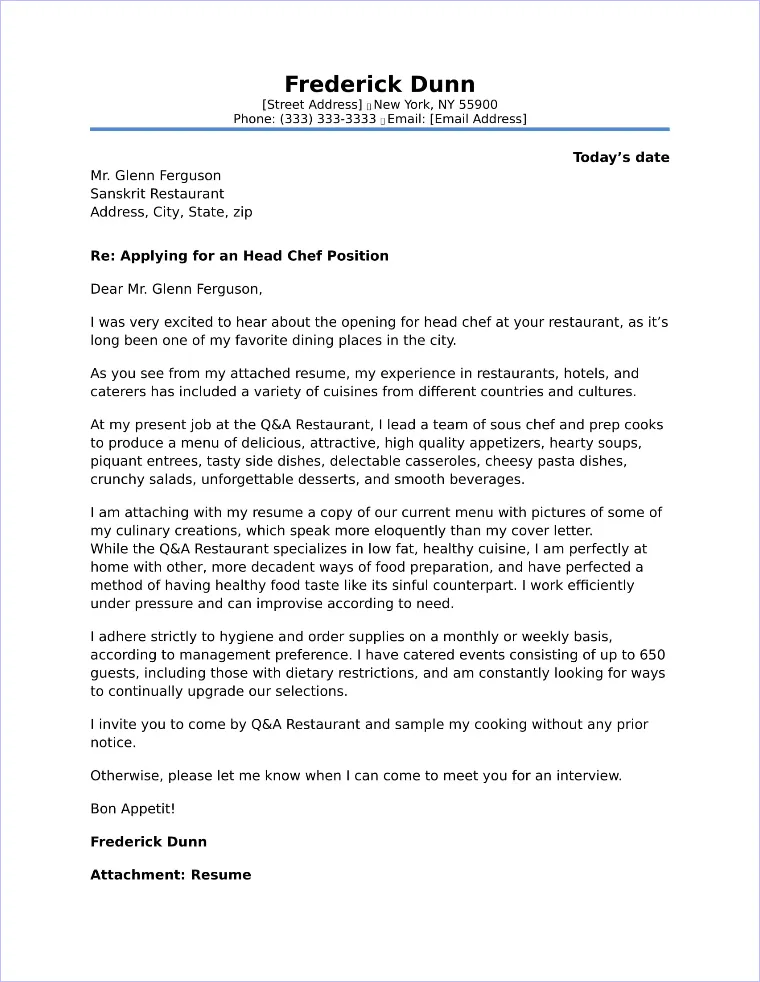 40851 restaurant cover letter passion