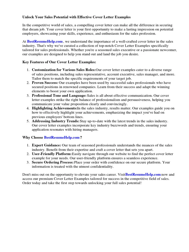 40859 sales cover letter action verbs