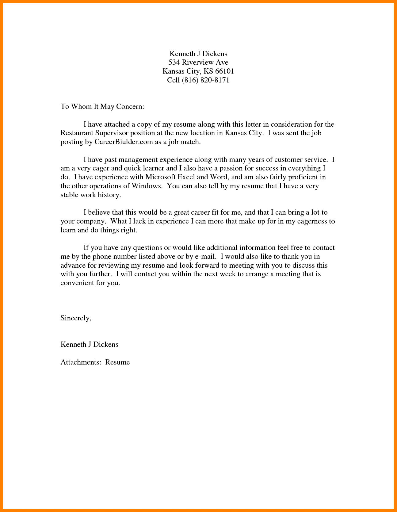 40862 professional cover letter