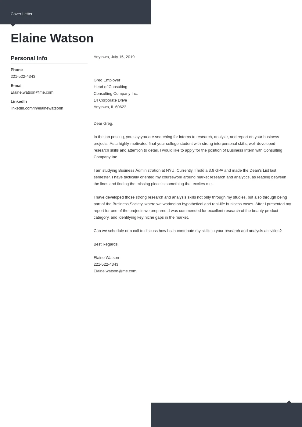 40866 investor pitch cover letter