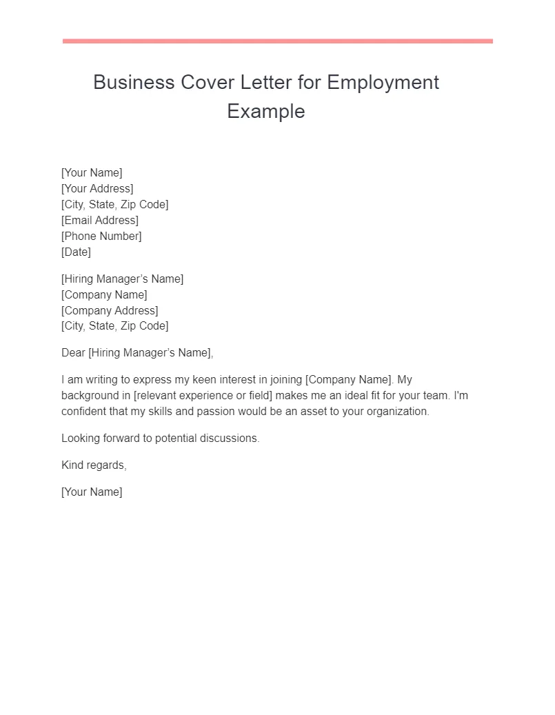 40866 startup business cover letter