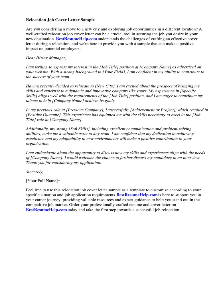 40868 relocation cover letter header