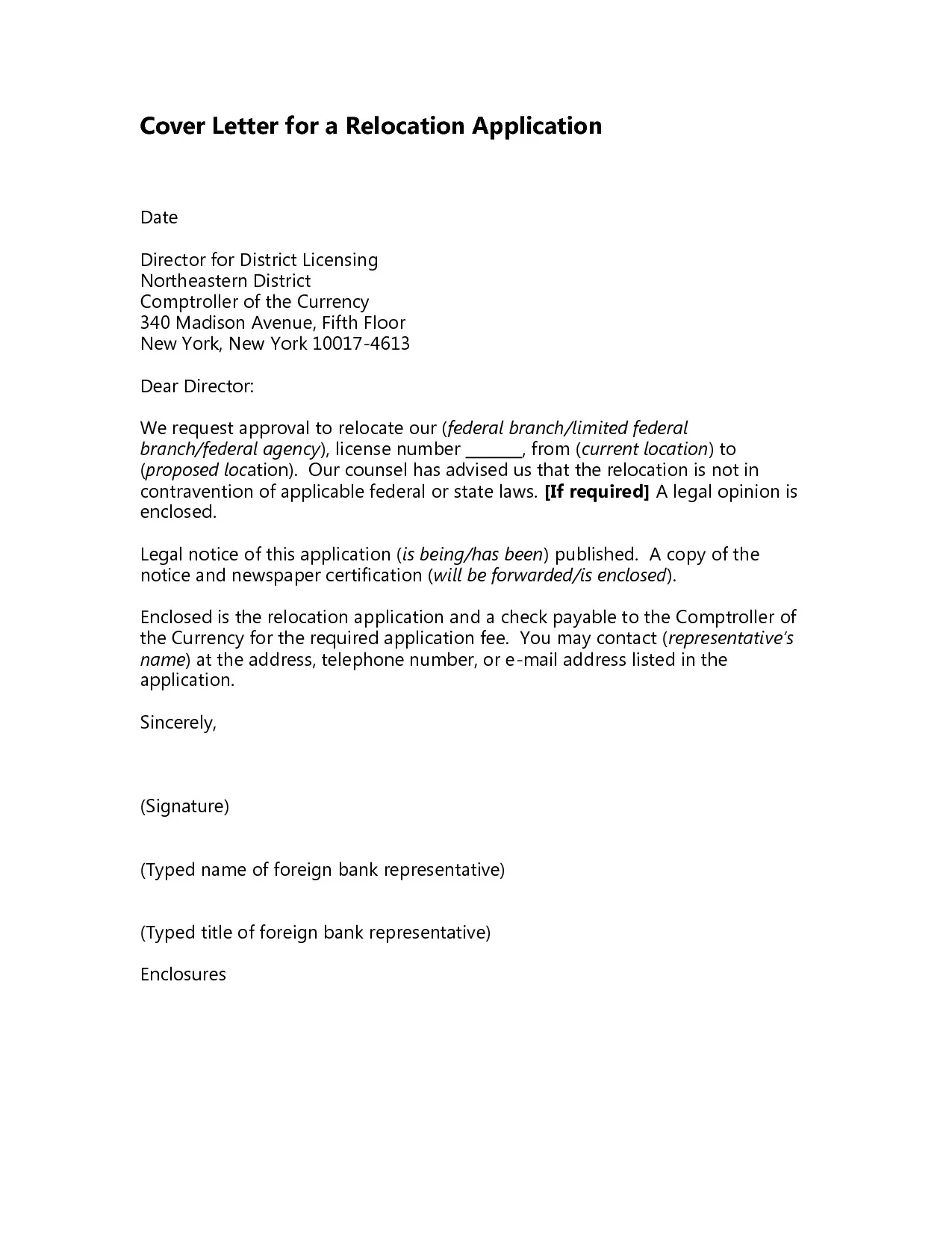 40868 relocation cover letter sales example