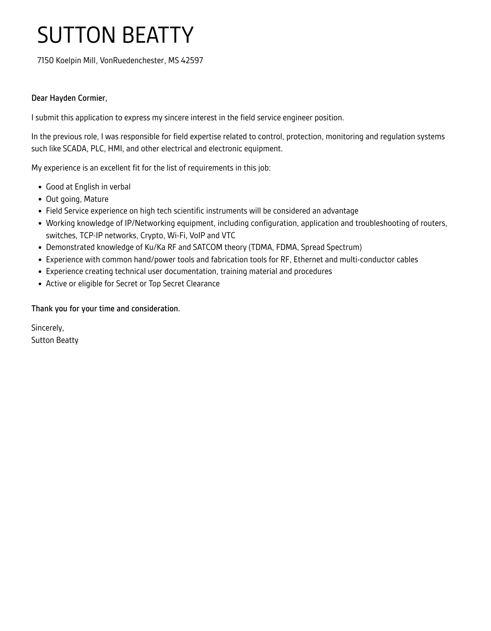 40888 field service engineer cover letter 2