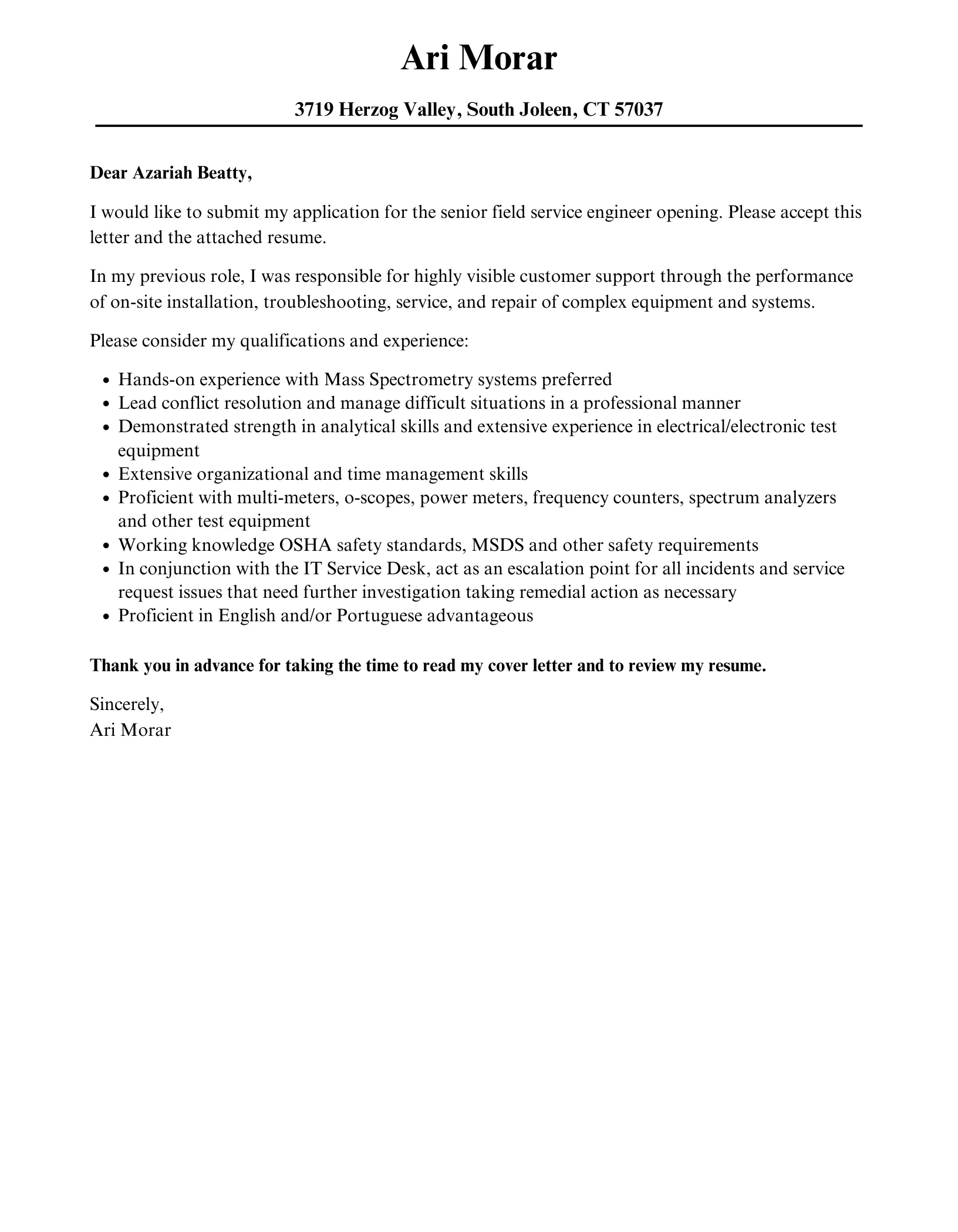 40888 field service engineer cover letter 5