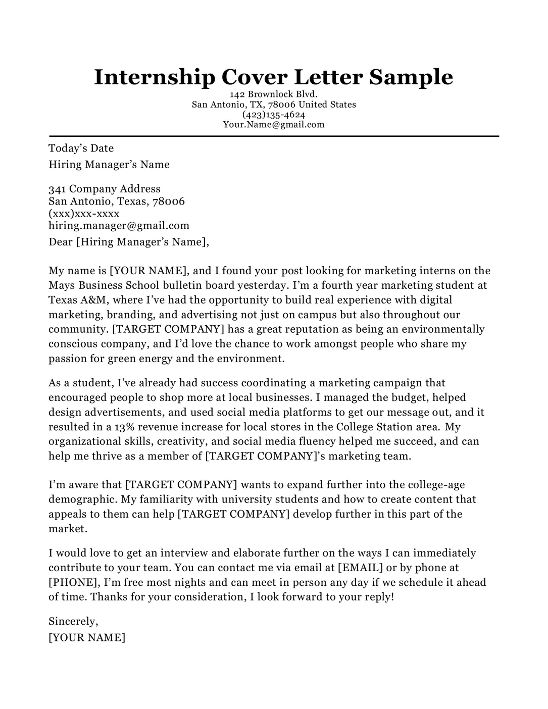40891 student cover letter closing