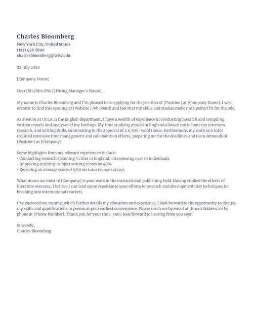 40891 student cover letter format