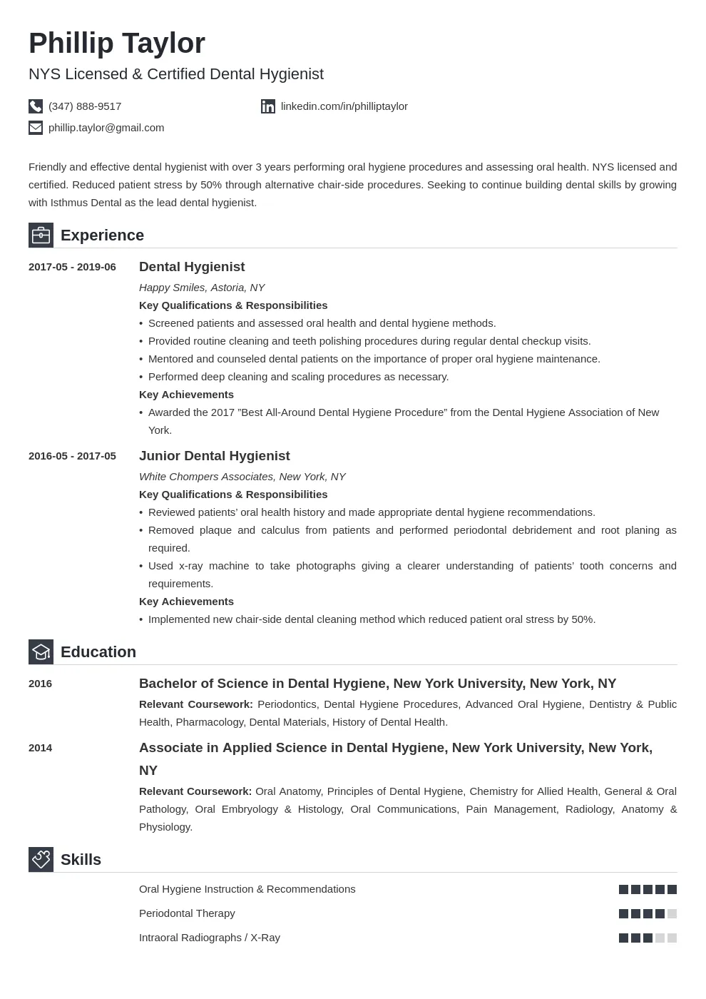 40893 dental hygiene experience