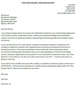 40899 biomedical scientist cover letter formatting