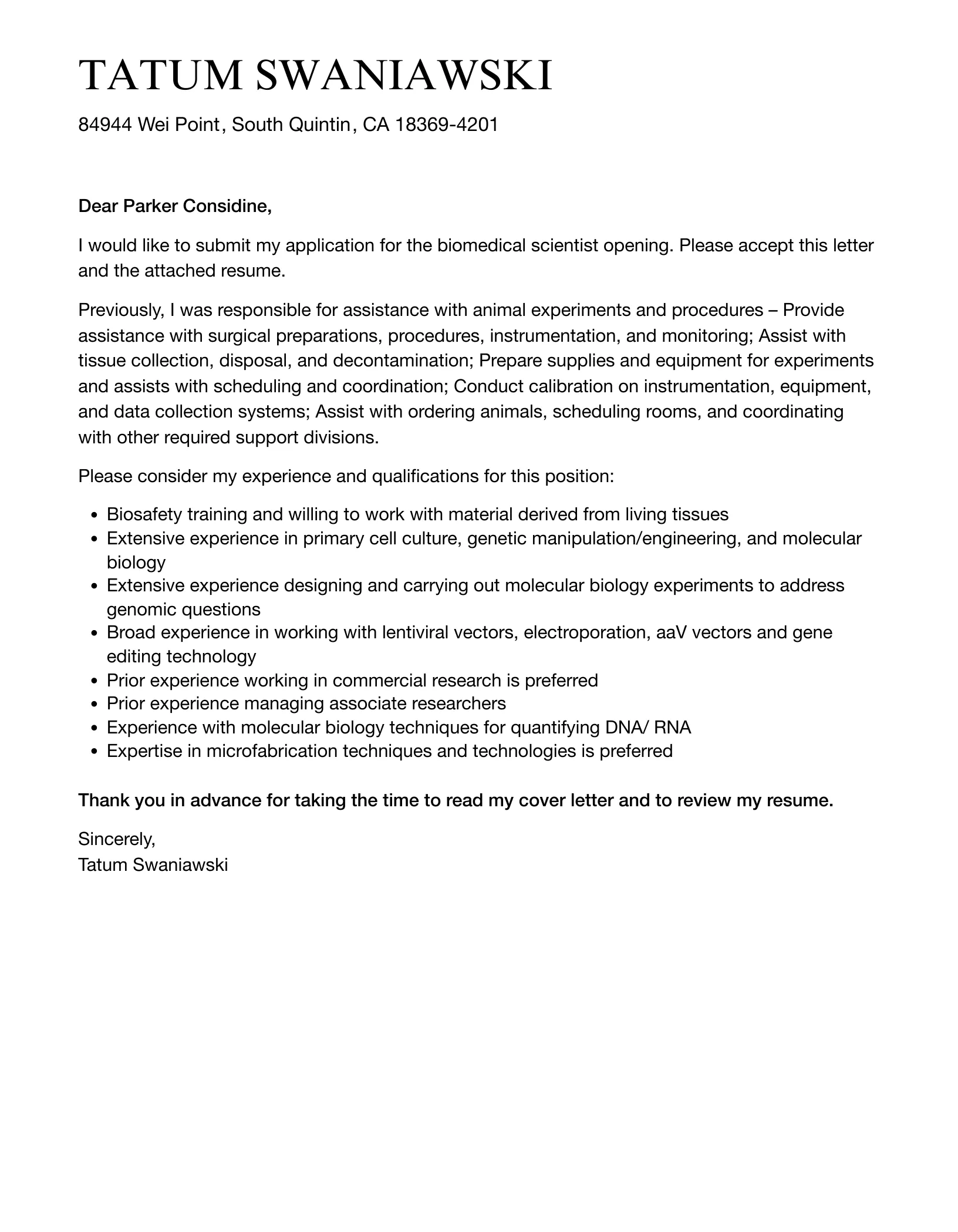 40899 biomedical scientist job requirements