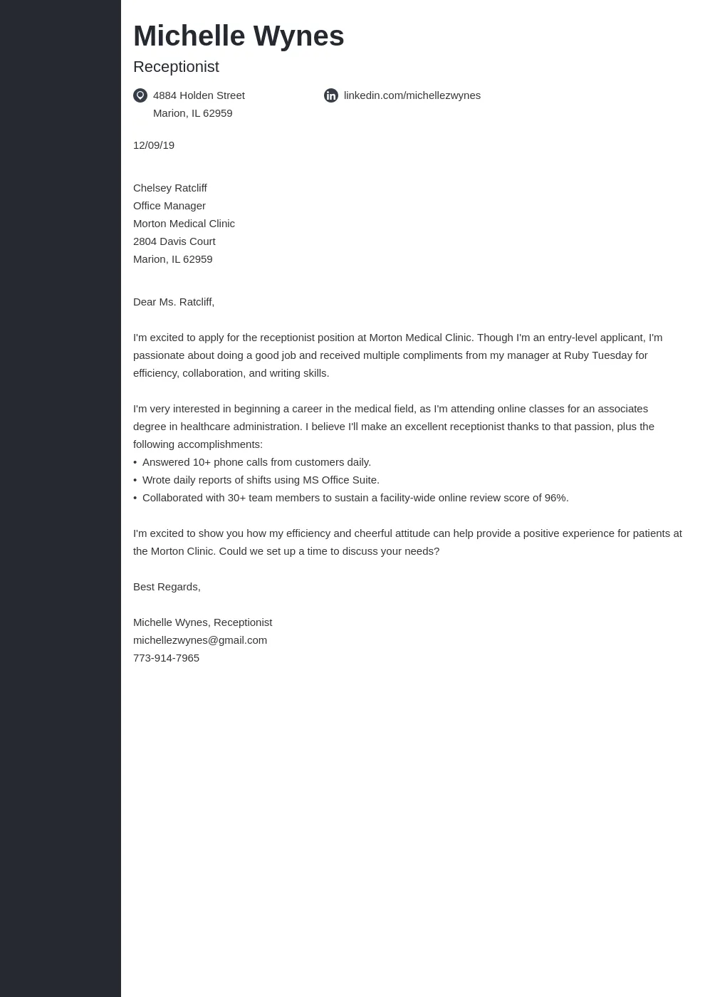 40901 cover letter purpose
