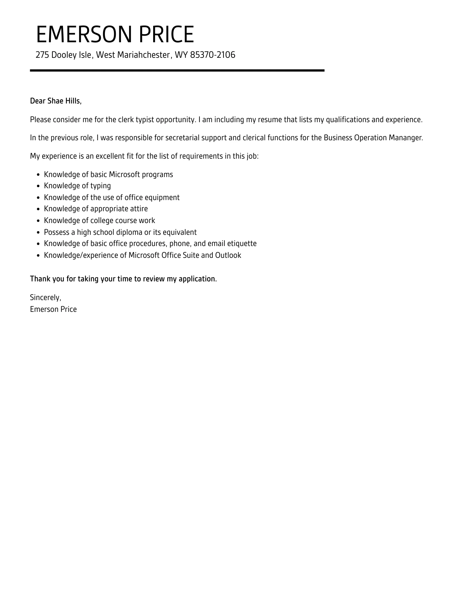 40909 clerk typist cover letter 2