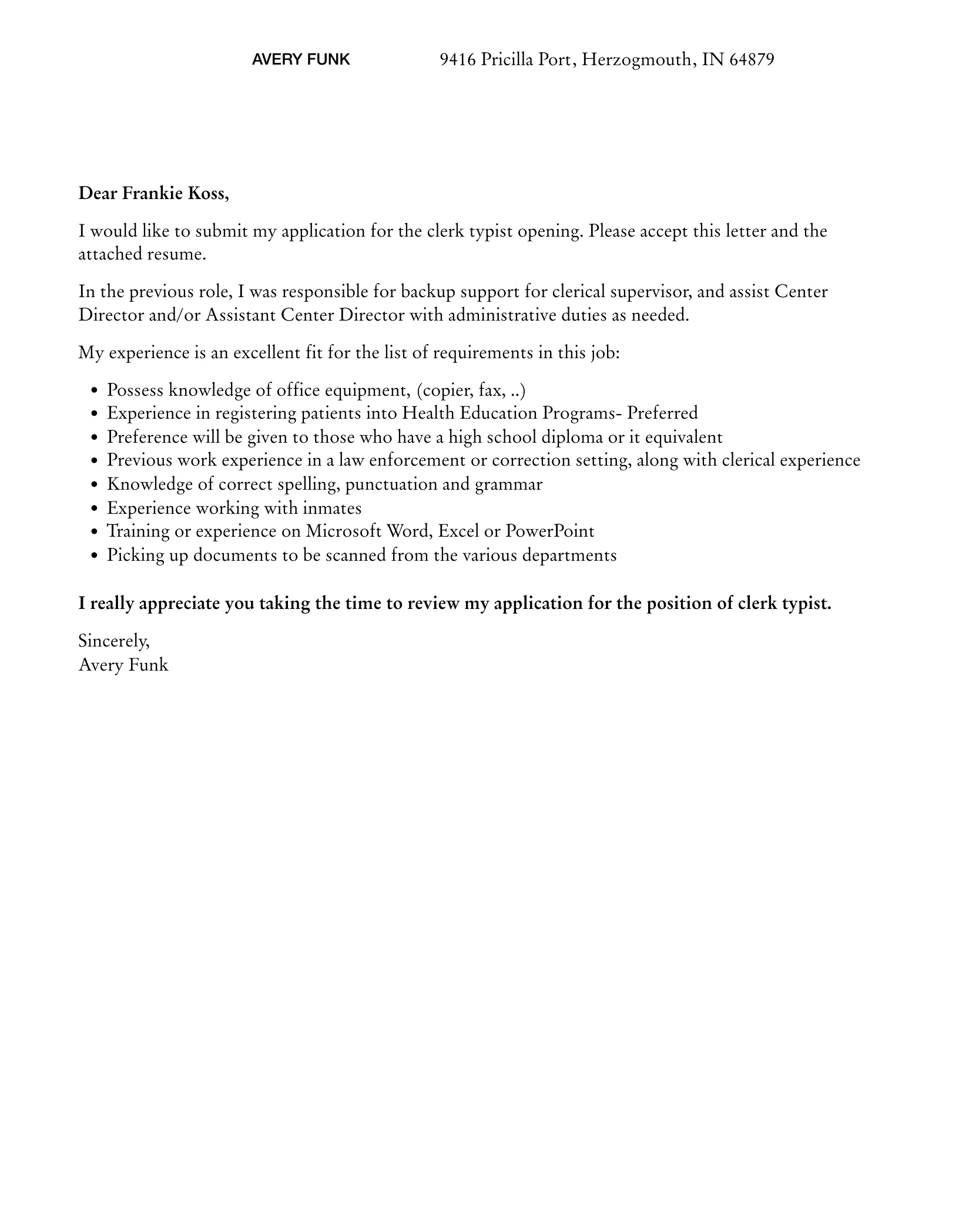 40909 clerk typist skills