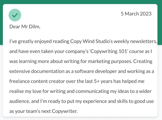 40914 cover letter formatting