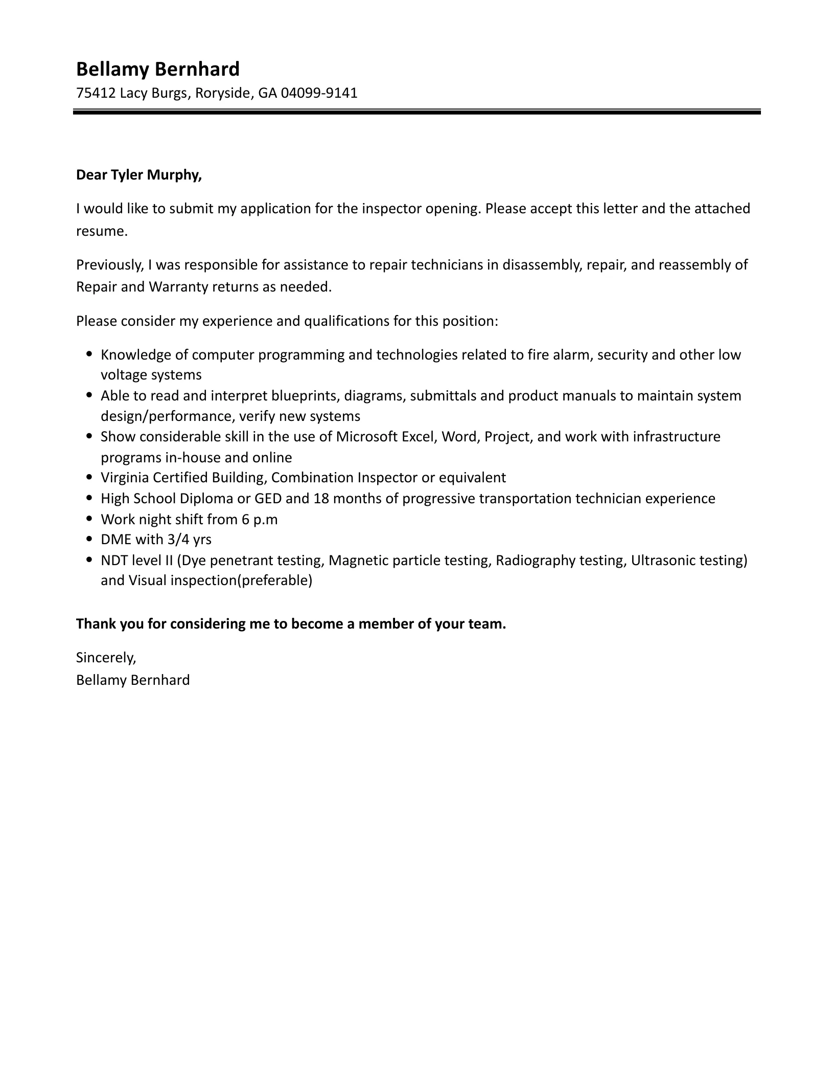 40916 inspector general cover letter example