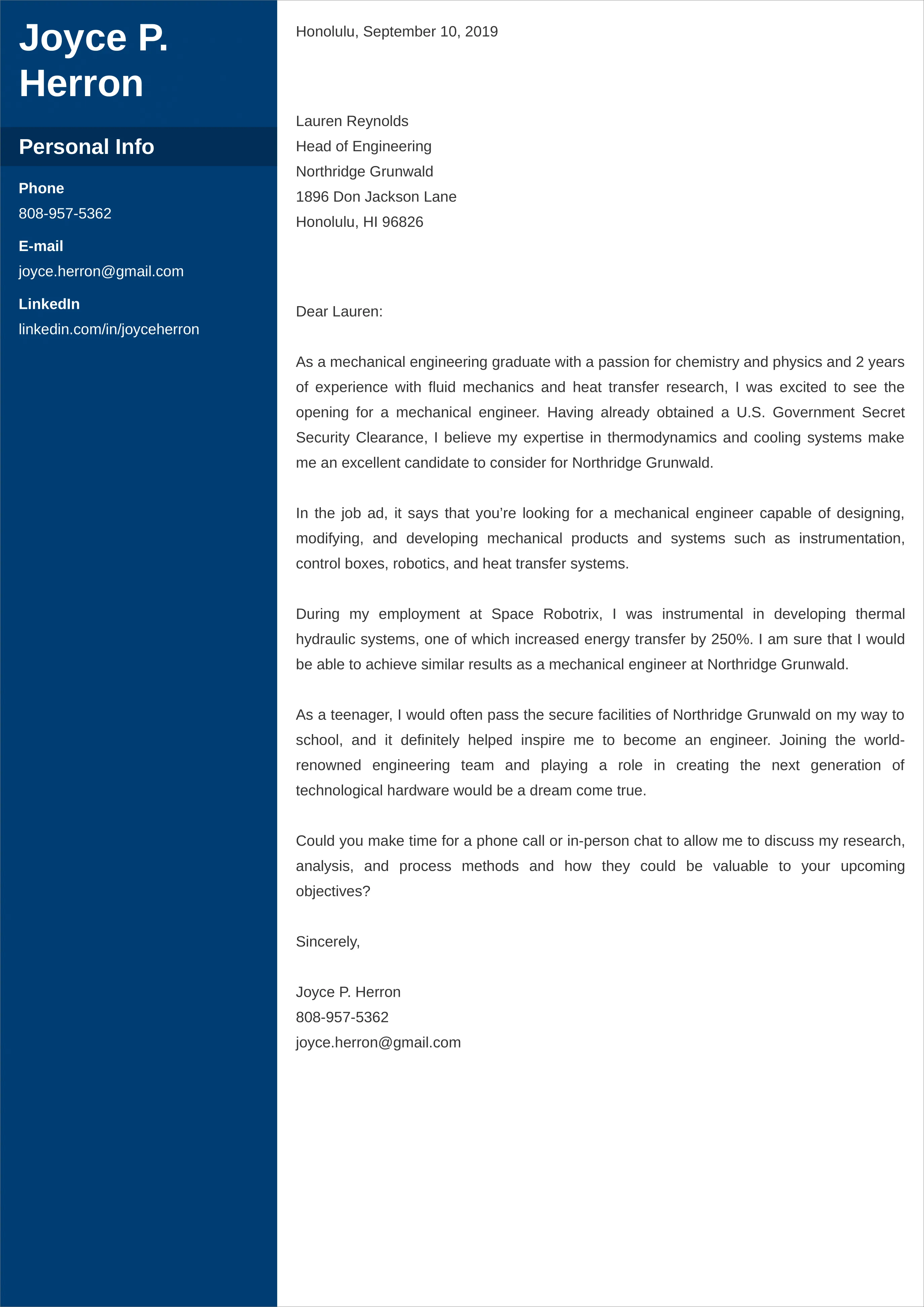40921 engineering cover letter closing