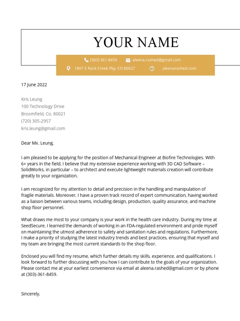 40921 engineering cover letter guide