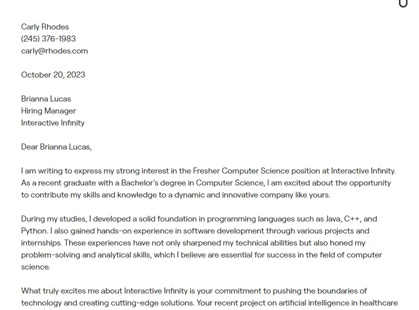 40926 cover letter example entry