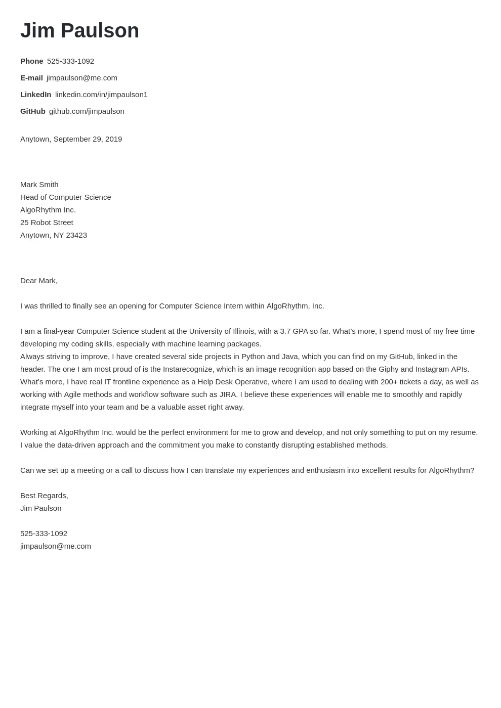 40926 cover letter structure