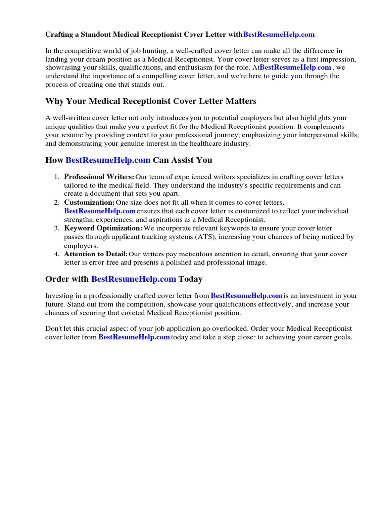 40938 medical receptionist cover letter