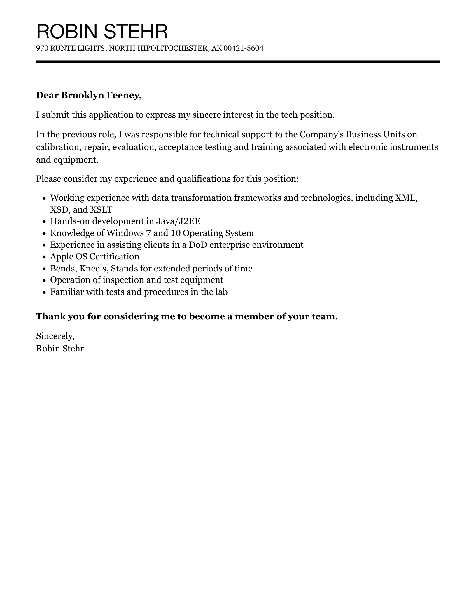 40945 cover letter formatting