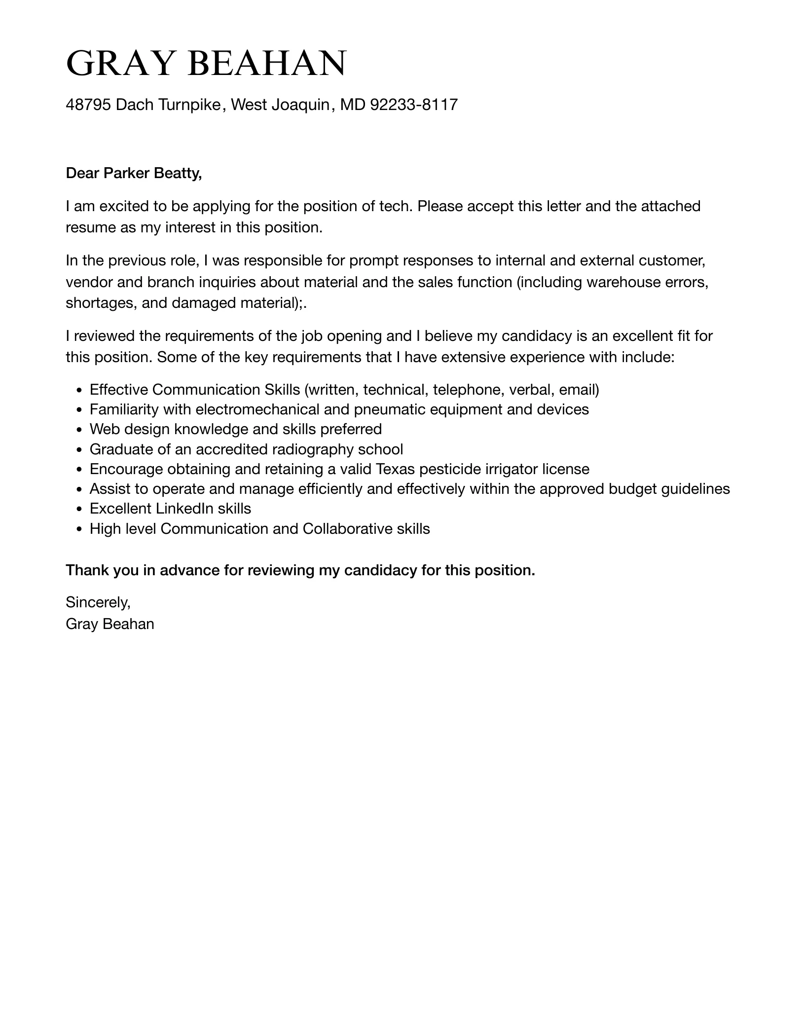 40945 project showcase cover letter