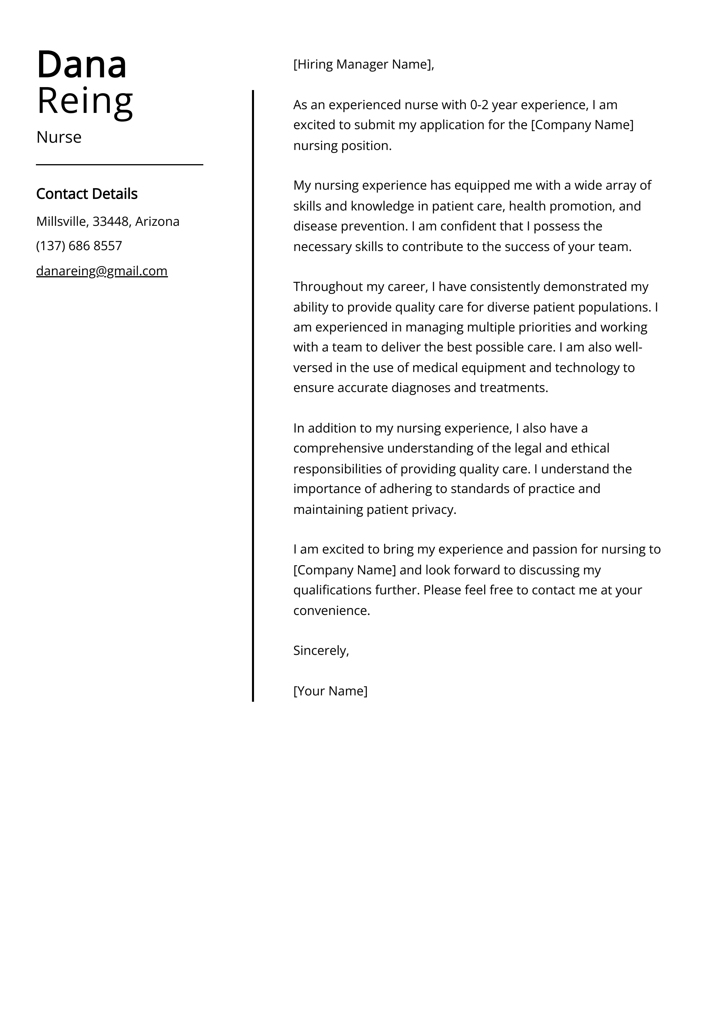 40952 nurse cover letter structure