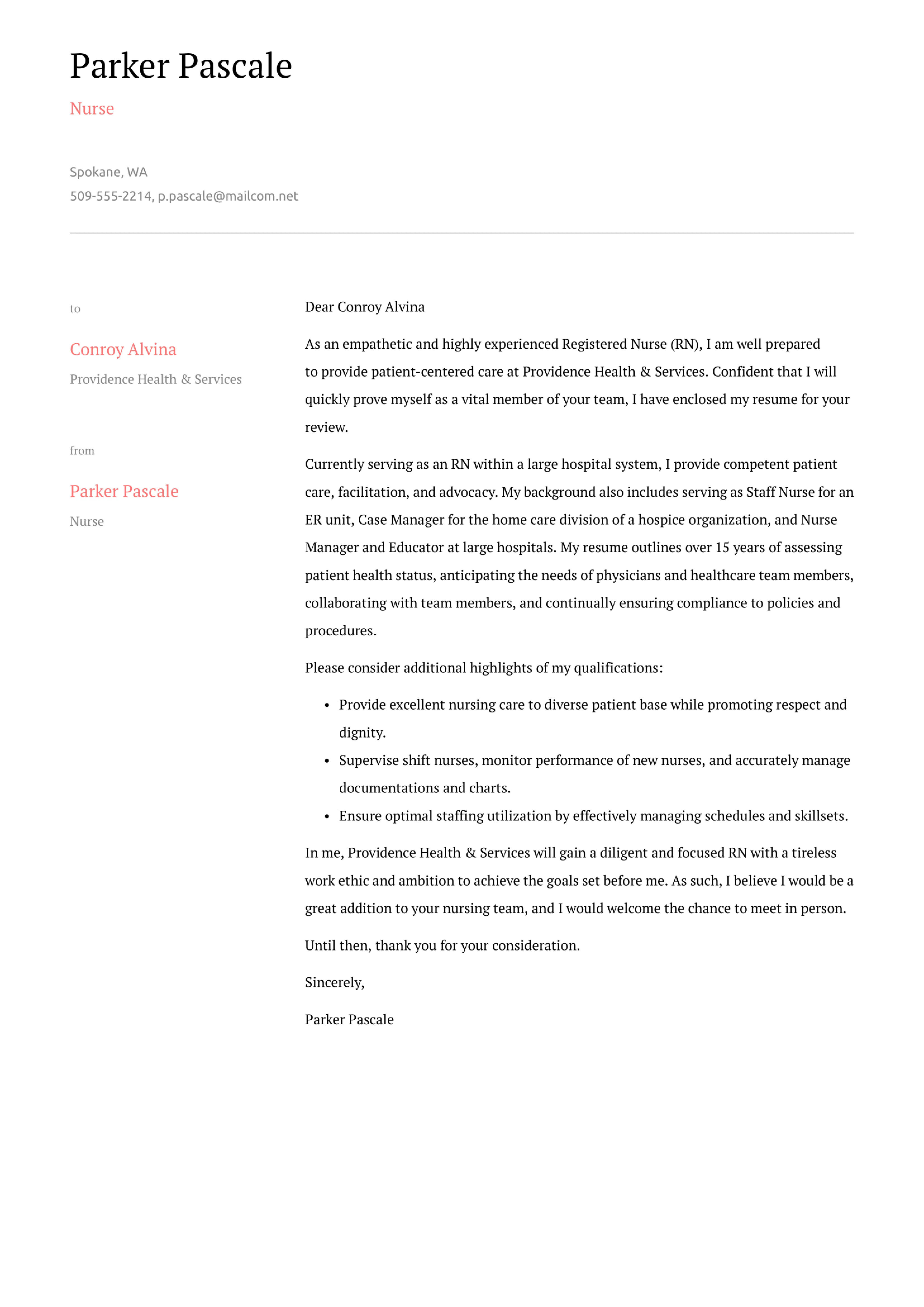 40952 nurse skills cover letter