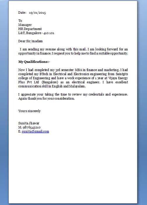 40958 cover letter formatting
