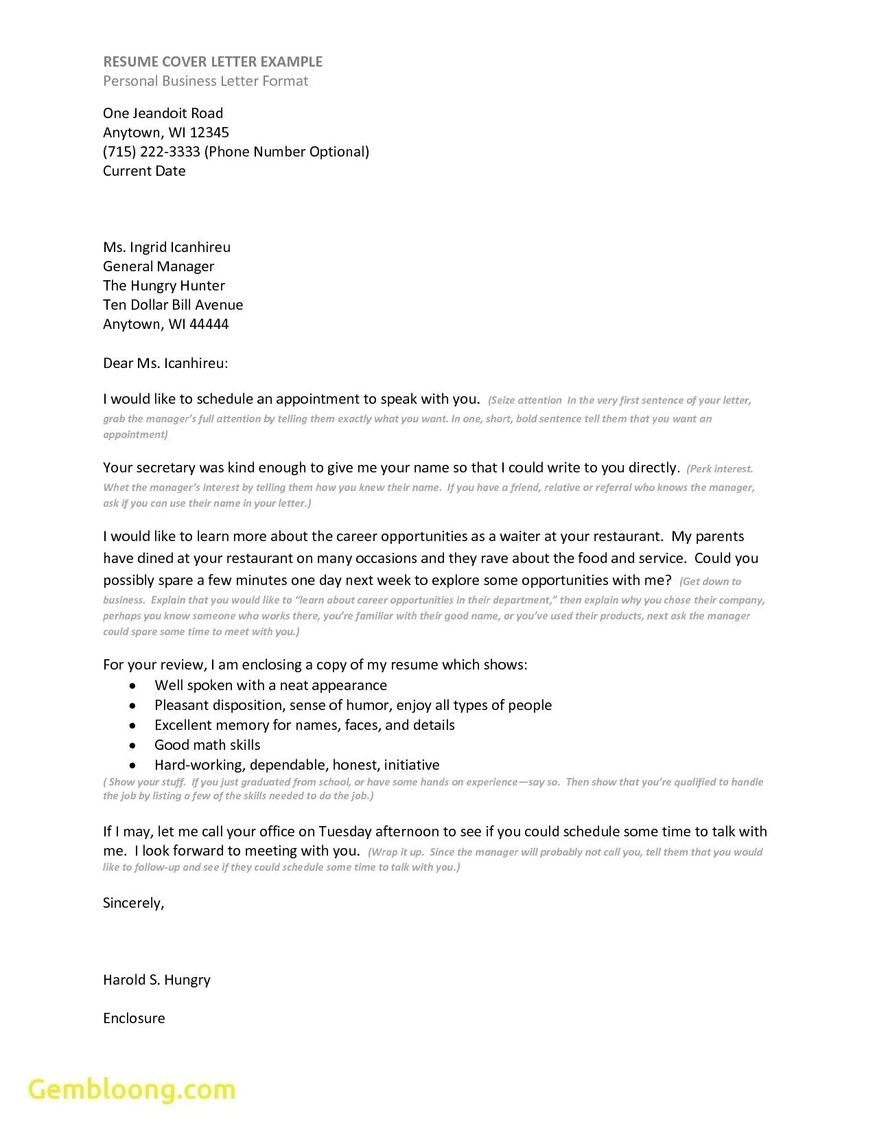 40960 cover letter writing