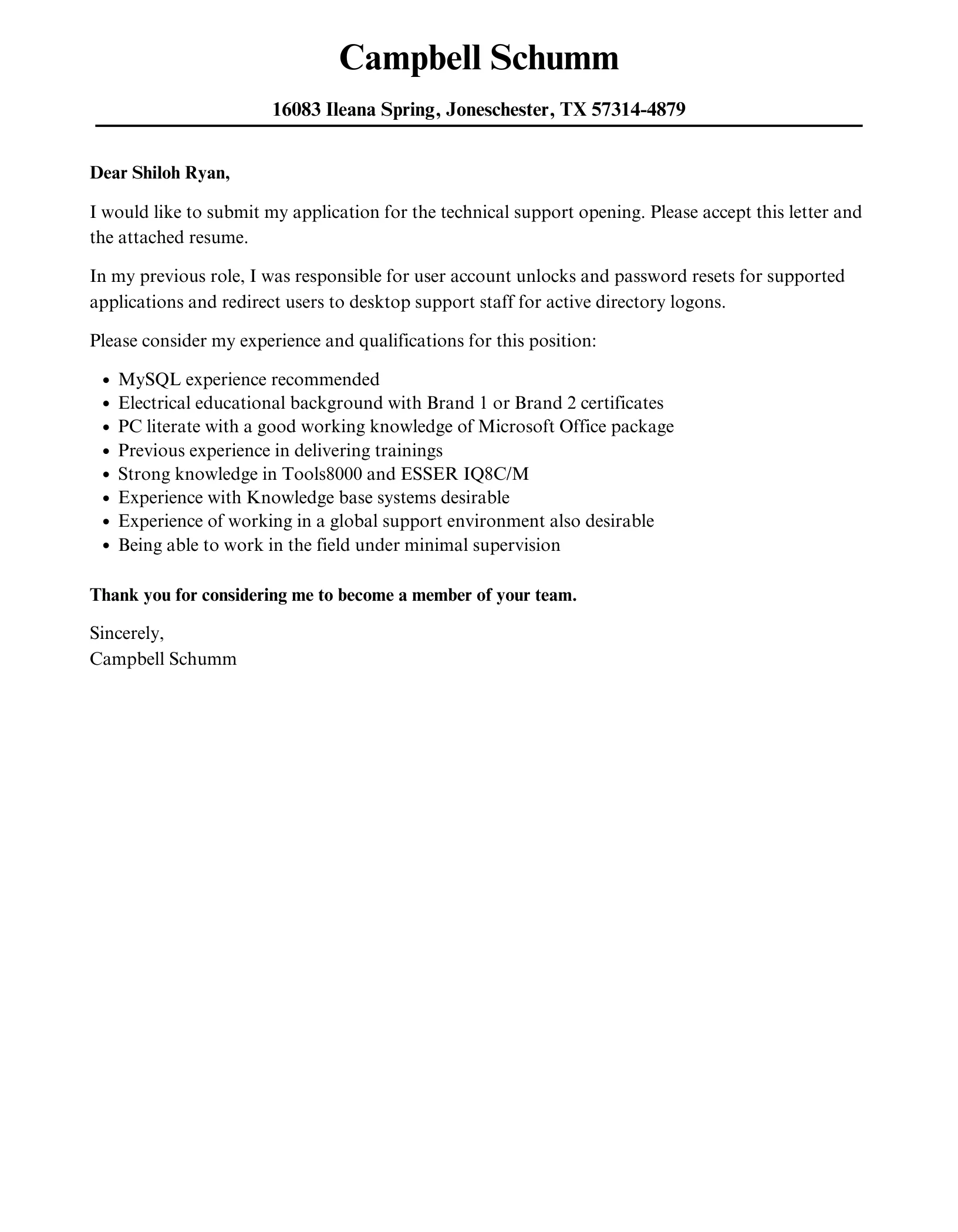 40969 tech support cover letter 1