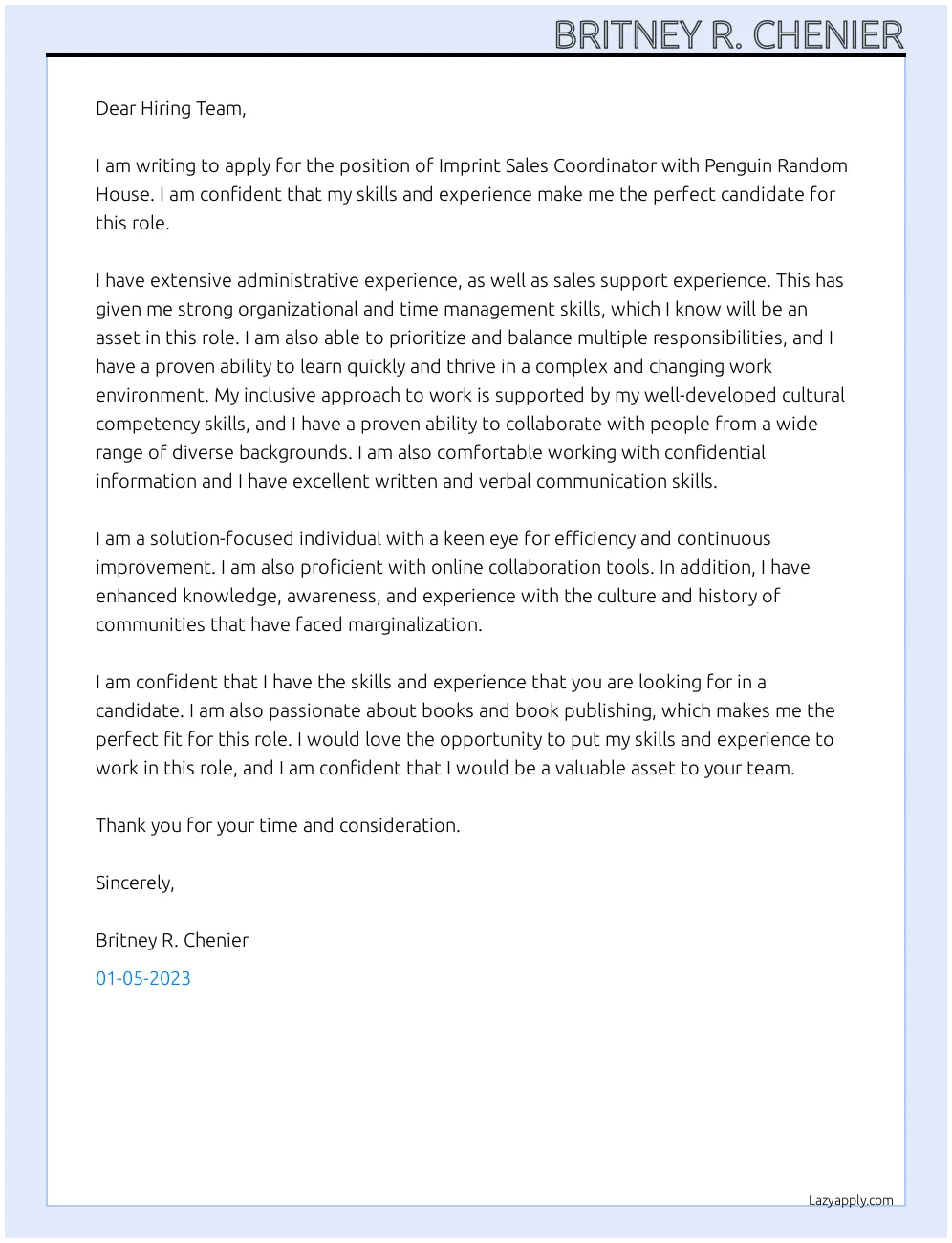 40976 cover letter sales coordinator image1