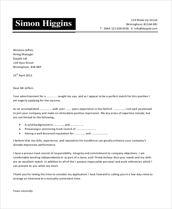 40978 cover letter structure