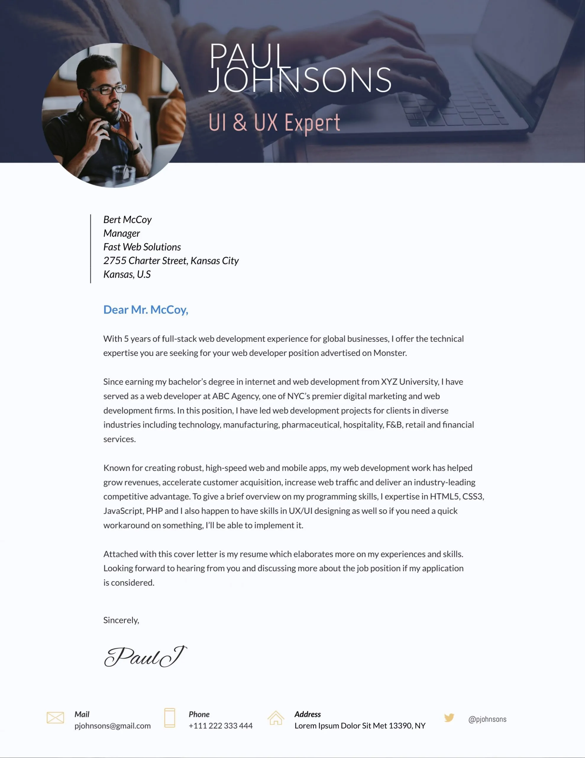 40984 cover letter opening