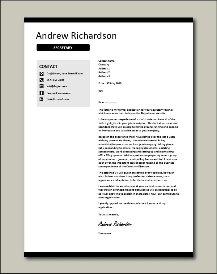 40988 cover letter header