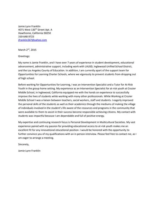 41003 tailoring cover letter