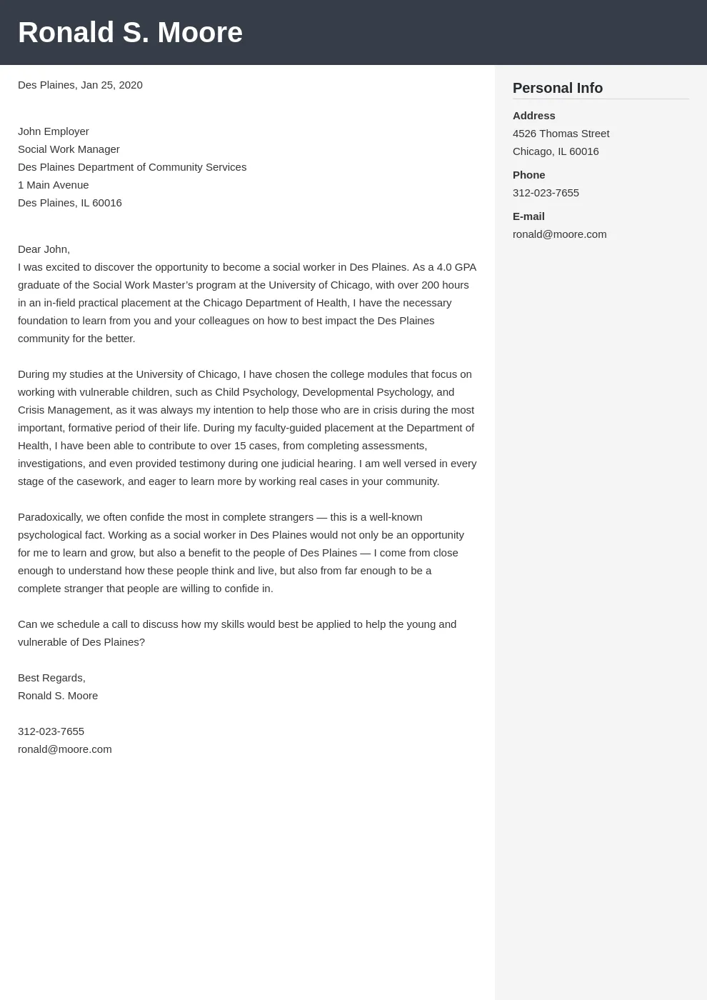 41007 tailoring cover letter