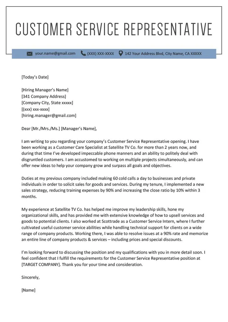 41008 customer service cover letter tips