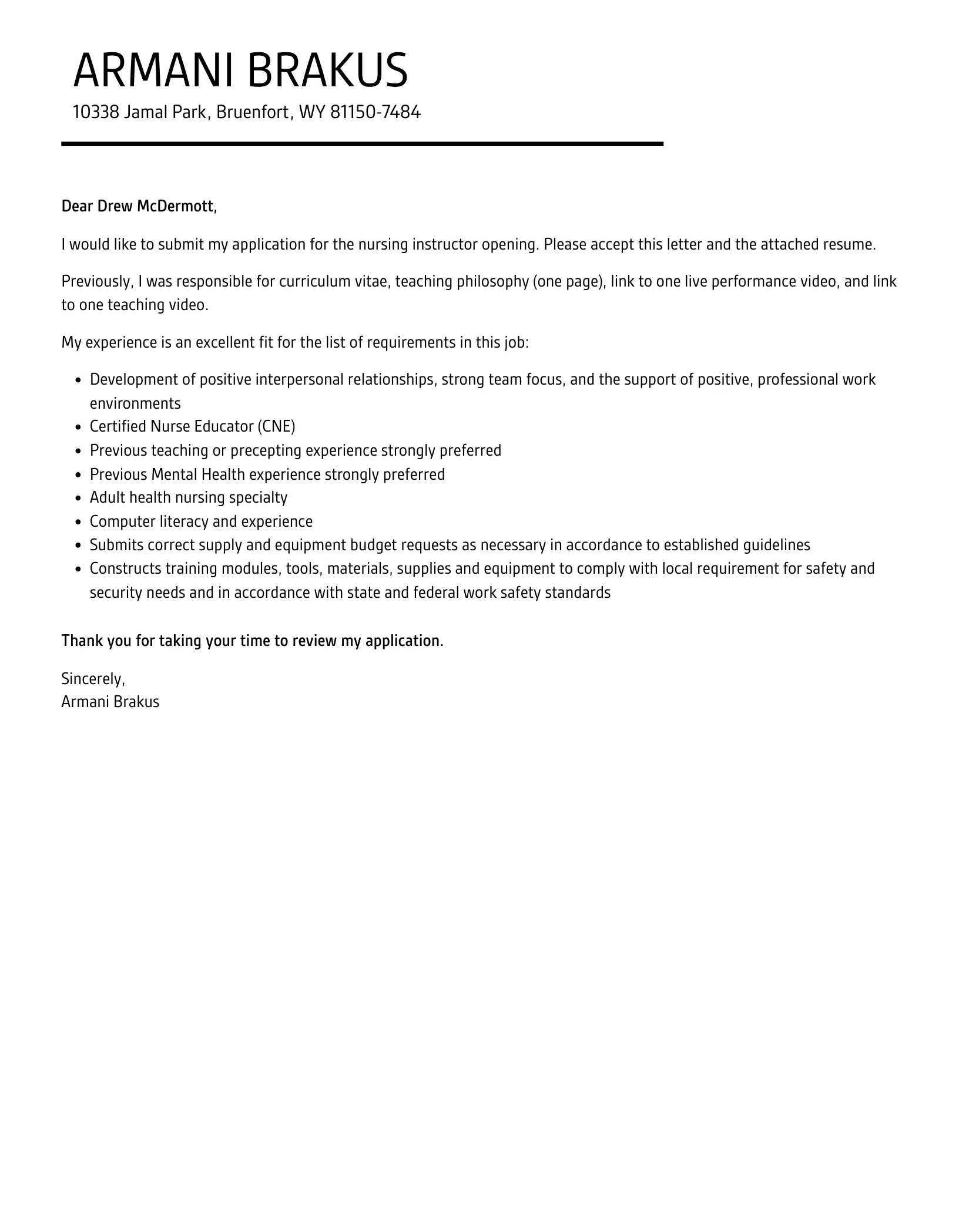 41009 cover letter formatting