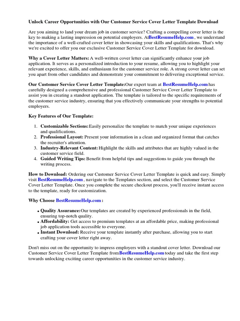 41012 customer service cover letter header